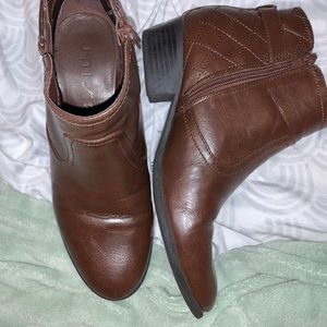 Brown leather ankle boots